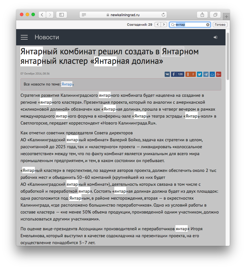 Янтарный комбинат откроет янтарный кластер «Янтарная долина» в поселке  Янтарный — Meduza