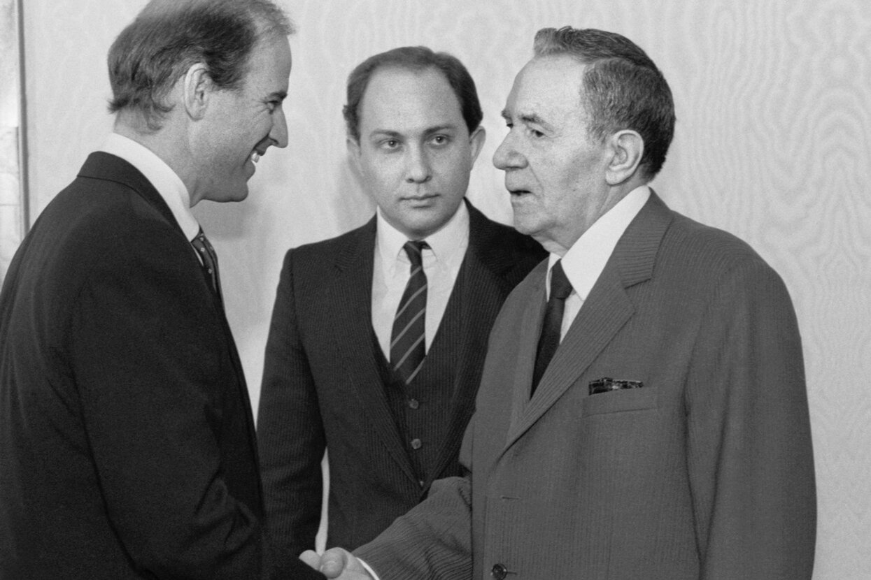 Джо Байден и Громыко на переговорах в Москве 9 ноября 1988