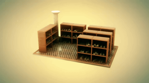 3D-иллюстрация процесса погребения библиотеки под горячим пеплом и лавой Везувия