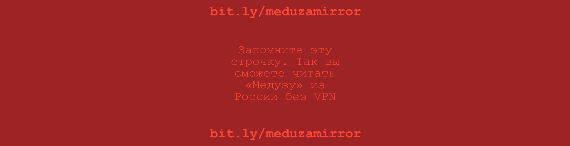 bit.ly/meduzamirror. Запомните эту строчку. Так вы сможете читать «Медузу» из России без VPN