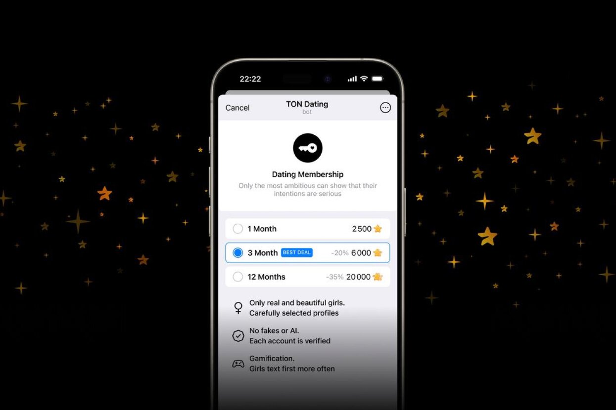 В телеграме запустили сервис знакомств TON Dating. Без фейковых аккаунтов и  ботов — и с возможностью зарабатывать криптовалюту (так обещают) Для женщин  он бесплатный, а мужчинам придется заплатить за подписку почти шесть