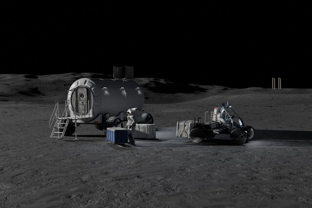 США готовятся вернуться на Луну: в NASA показали роверы, на которых астронавты будут ездить по спутнику. А сверху за ними присмотрят прыгающие дроны. Как все это будет выглядеть?