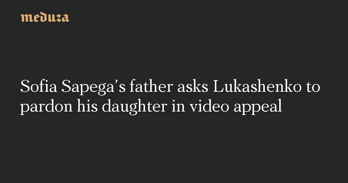 Sofia Sapega S Father Asks Lukashenko To Pardon His Daughter In Video Appeal Meduza