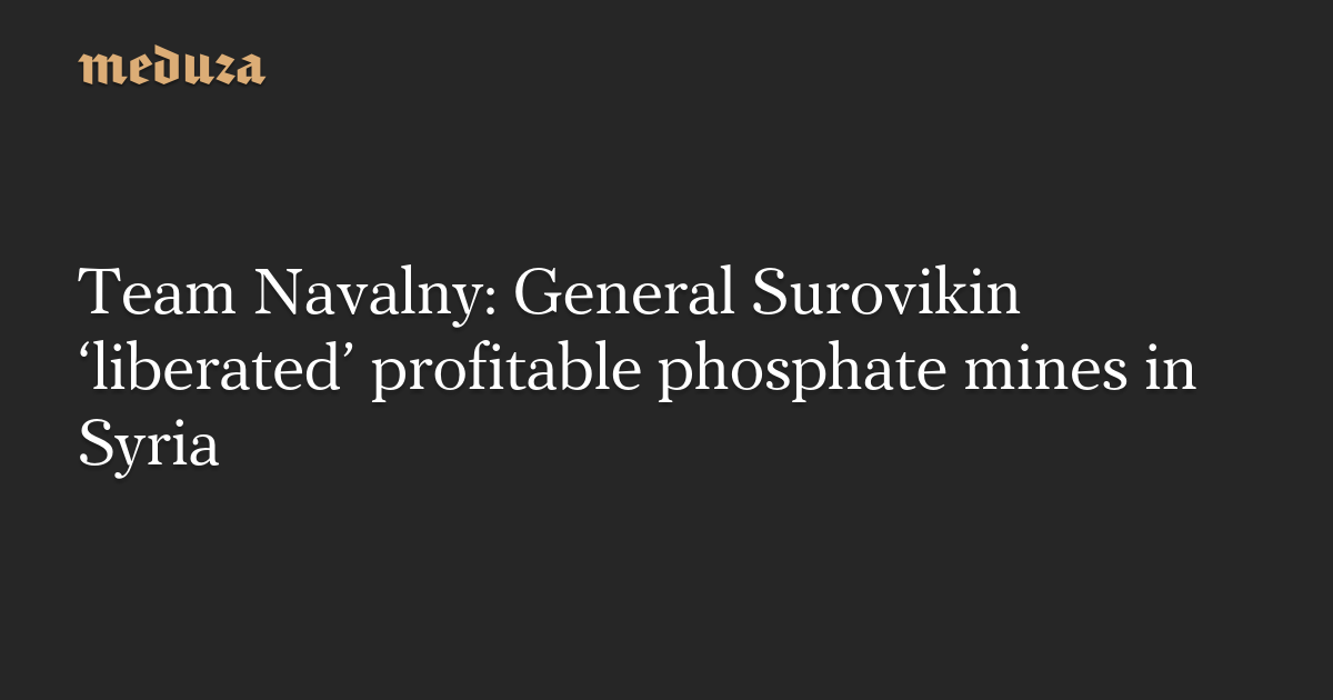 Team Navalny: General Slovikin ‘released’ profitable phosphate mines in Syria