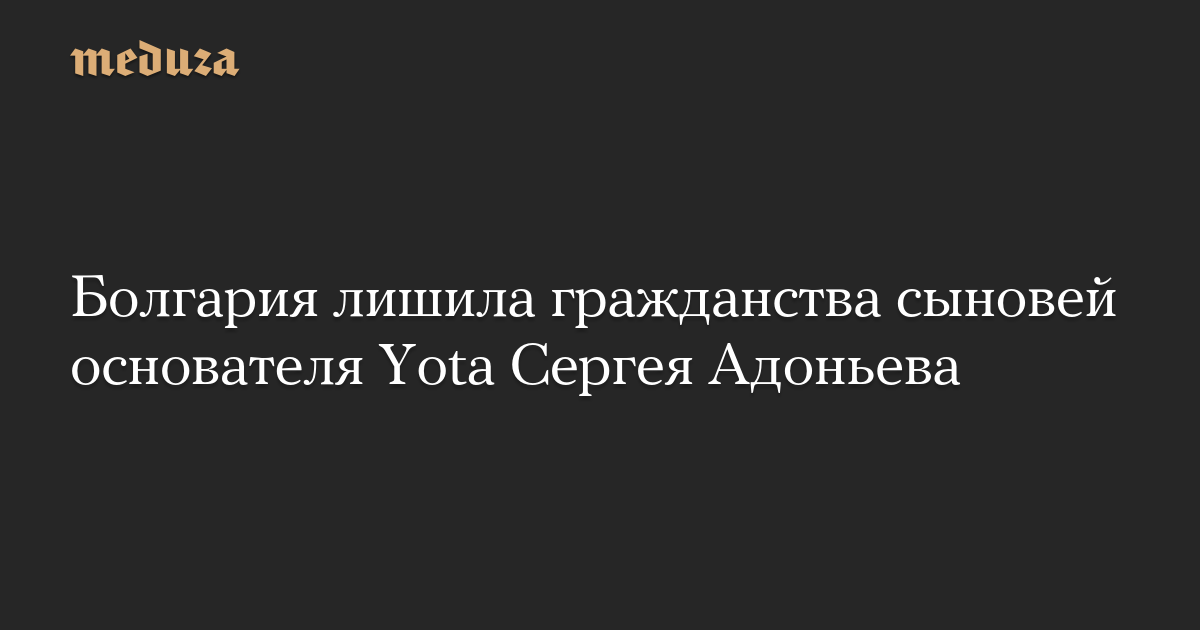 Bulgaria mencabut kewarganegaraan putra pendiri Yota, Sergey Adoniev — Meduza