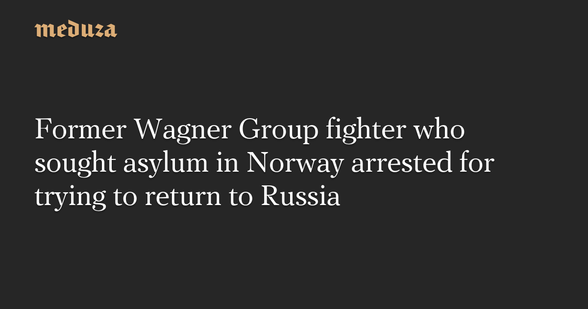 Former Wagner Group fighter who sought asylum in Norway arrested for trying to return to Russia — Meduza - Vimarsana News