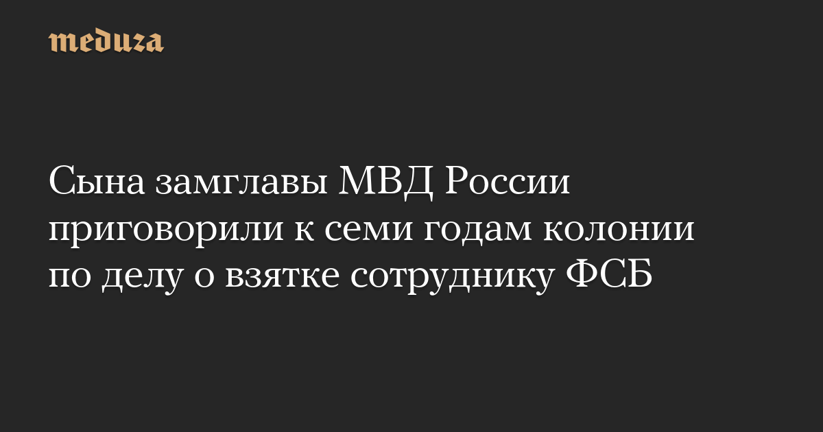 Сына замглавы МВД России приговорили к семи годам колонии по делу о взятке сотруднику ФСБ