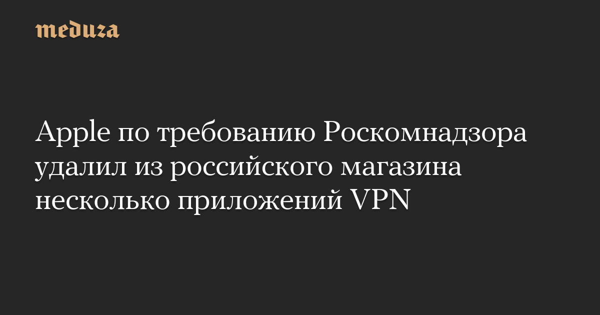 Apple по требованию Роскомнадзора удалил из российского магазина несколько приложений VPN — Meduza