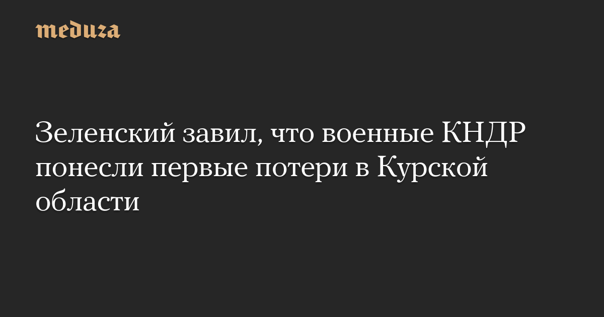 Зеленский завил, что военные КНДР понесли первые потери в Курской области — Meduza