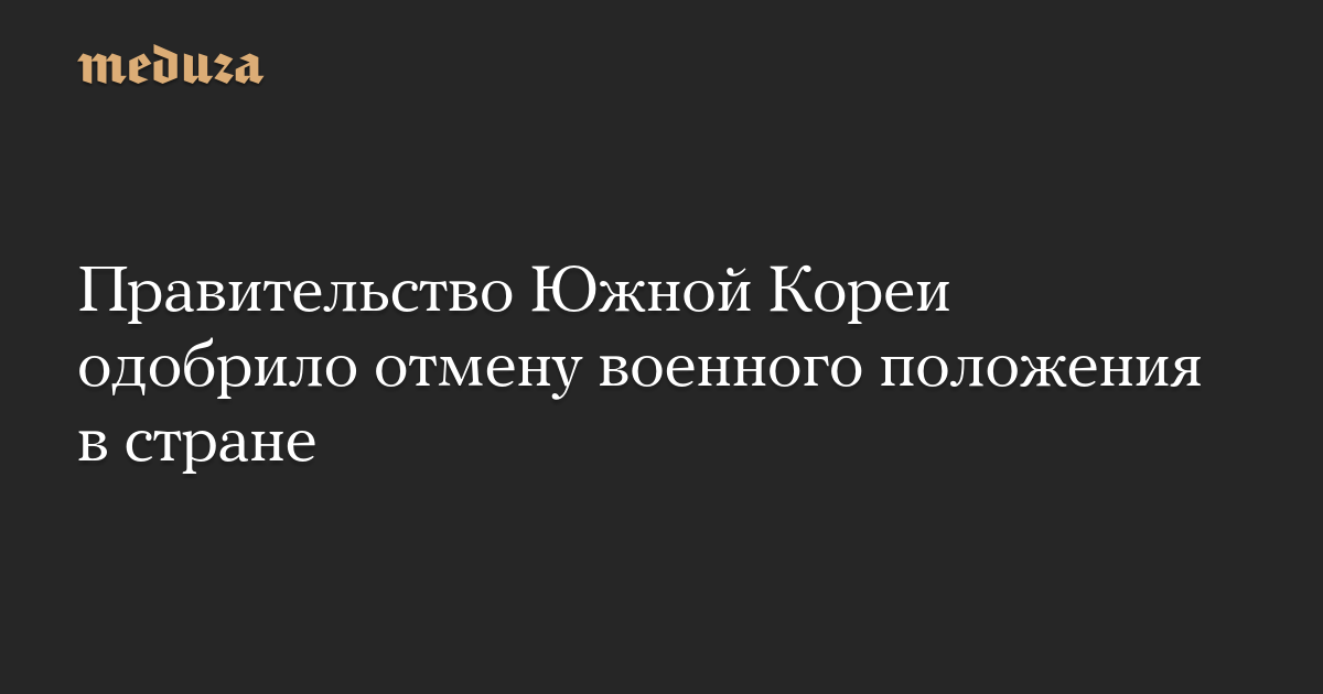 Правительство Южной Кореи одобрило отмену военного положения в стране — Meduza