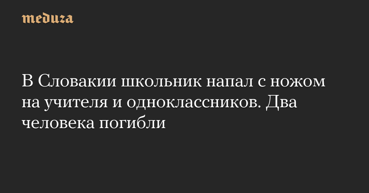 В Словакии школьник напал с ножом на учителя и одноклассников. Два человека погибли