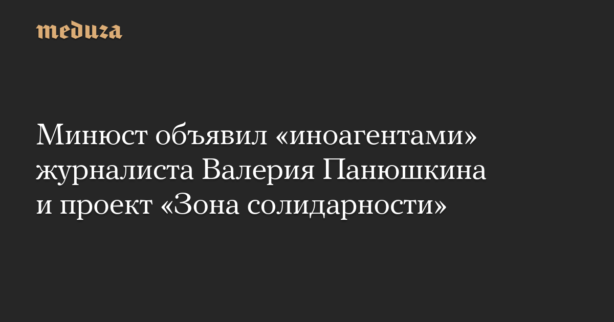 Минюст объявил «иноагентами» журналиста Валерия Панюшкина и проект «Зона солидарности»