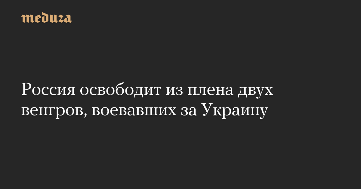 Россия освободит из плена двух венгров, воевавших за Украину