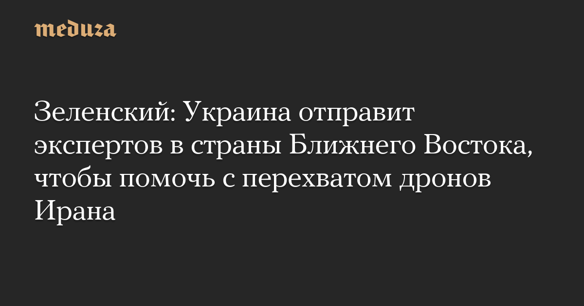 Зеленский: Украина отправит экспертов в страны Ближнего Востока, чтобы помочь с перехватом дронов Ирана