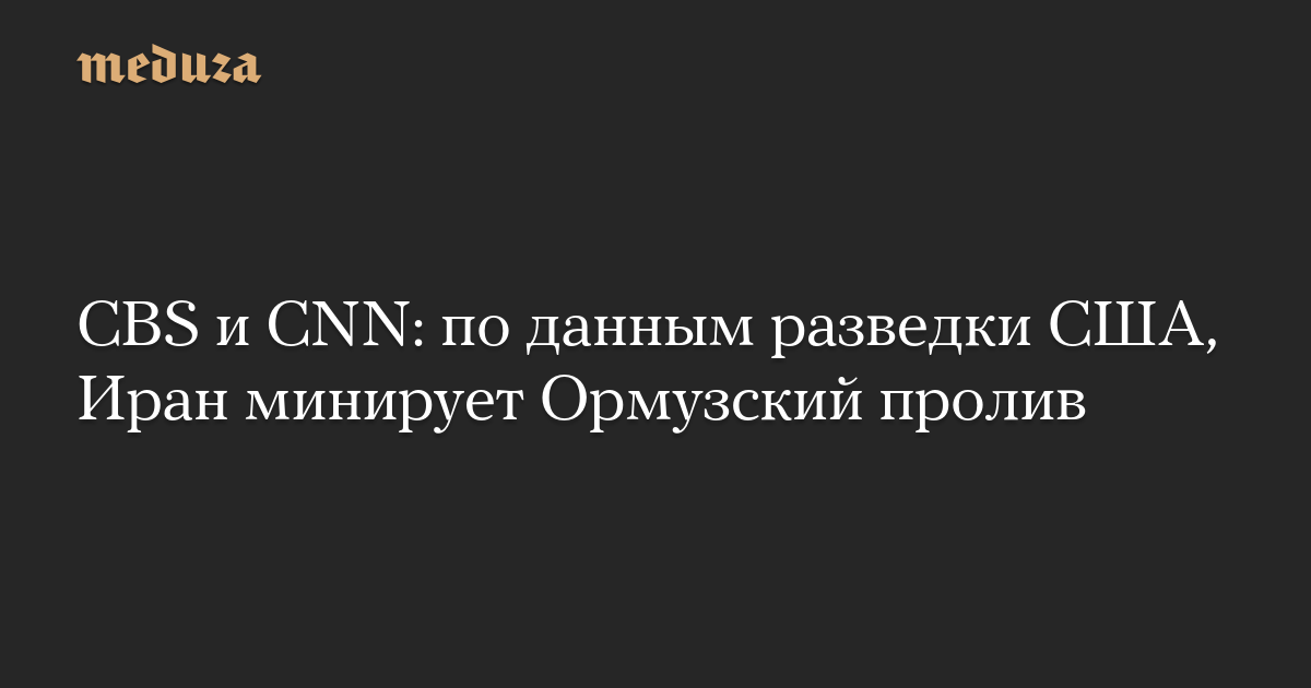 CBS и CNN: по данным разведки США, Иран минирует Ормузский пролив