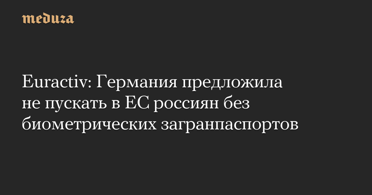 Euractiv: Германия предложила не пускать в ЕС россиян без биометрических загранпаспортов