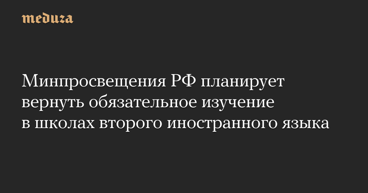 Минпросвещения РФ планирует вернуть обязательное изучение в школах второго иностранного языка