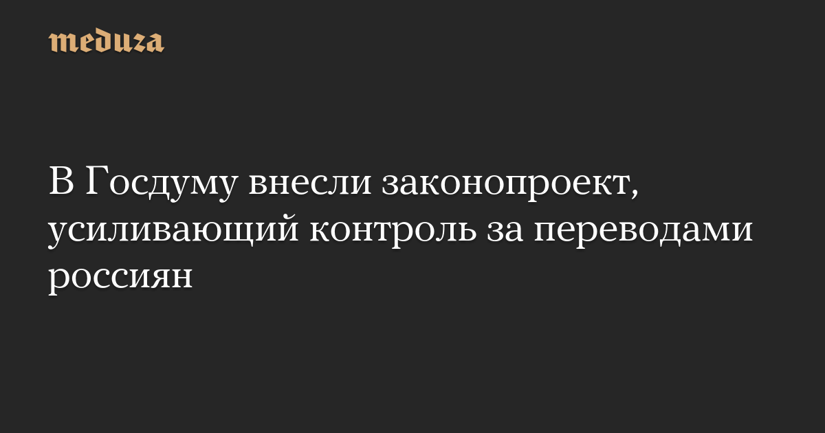 В Госдуму внесли законопроект, усиливающий контроль за переводами россиян