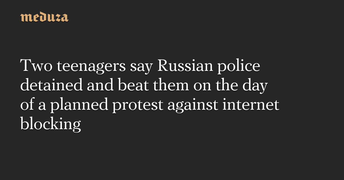 Two teenagers say Russian police detained and beat them on the day of a planned protest against internet blocking
