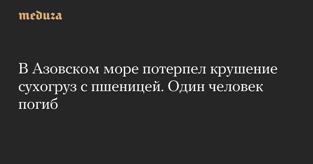 В Азовском море потерпел крушение сухогруз с пшеницей. Один человек погиб