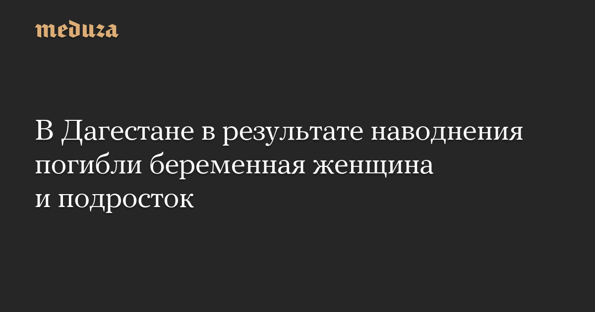 В Дагестане в результате наводнения погибли беременная женщина и подросток