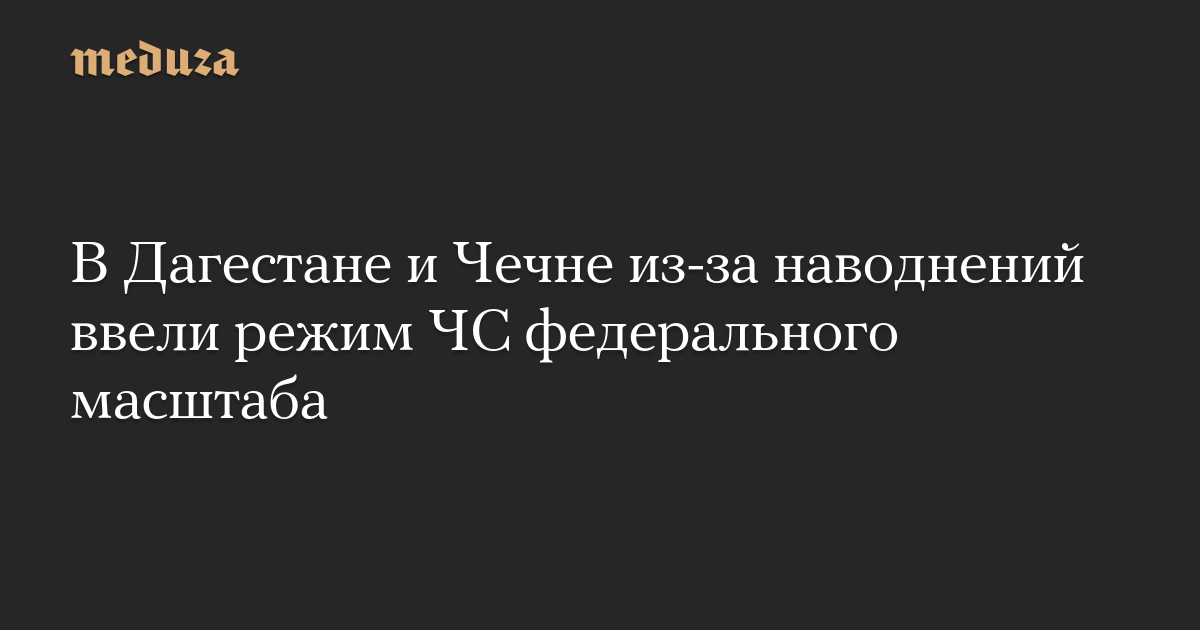 В Дагестане и Чечне из-за наводнений ввели режим ЧС федерального масштаба
