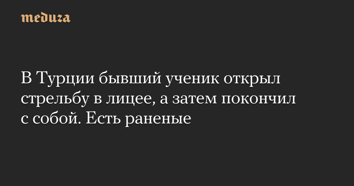В Турции бывший ученик открыл стрельбу в лицее, а затем покончил с собой. Есть раненые