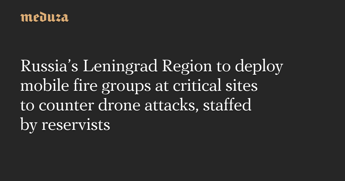 Russia’s Leningrad Region to deploy mobile fire groups at critical sites to counter drone attacks, staffed by reservists