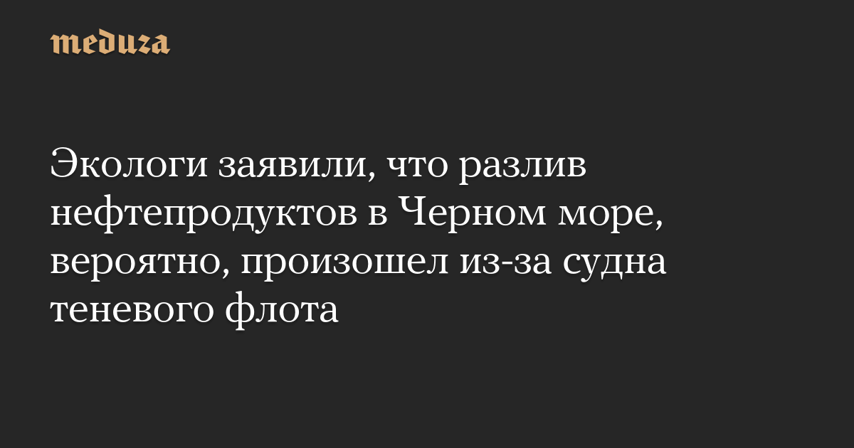 Экологи заявили, что разлив нефтепродуктов в Черном море, вероятно, произошел из-за судна теневого флота