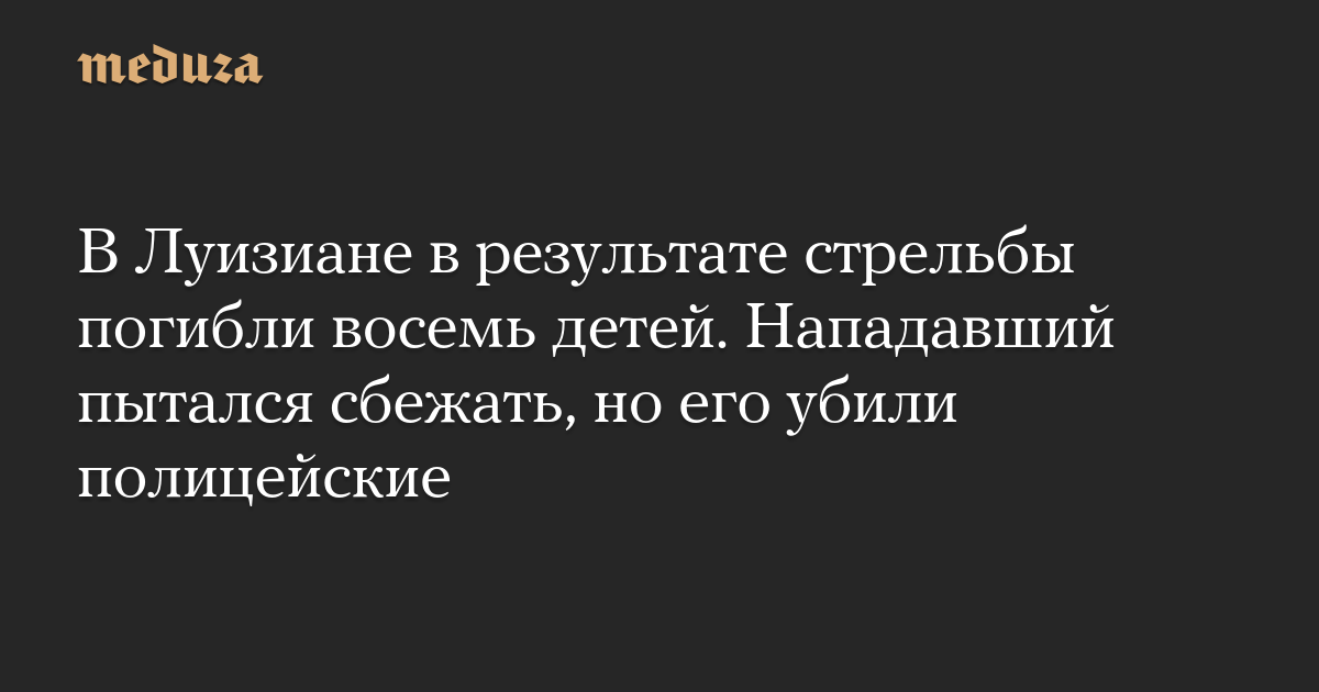 В Луизиане в результате стрельбы погибли восемь детей. Нападавший пытался сбежать, но его убили полицейские