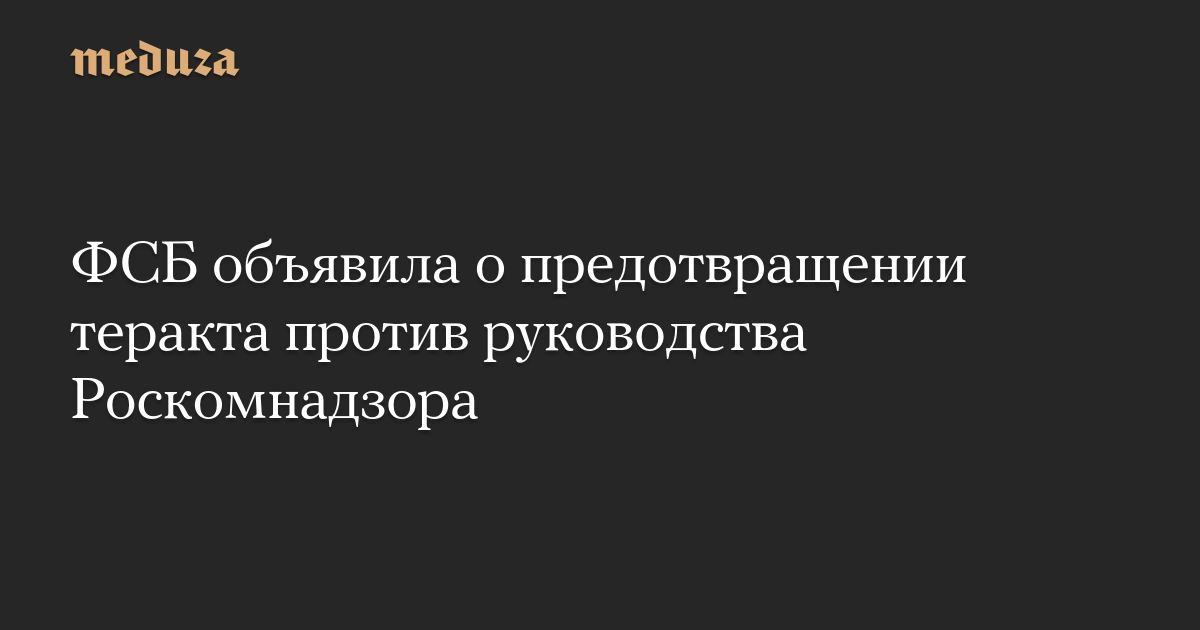 ФСБ объявила о предотвращении теракта против руководства Роскомнадзора