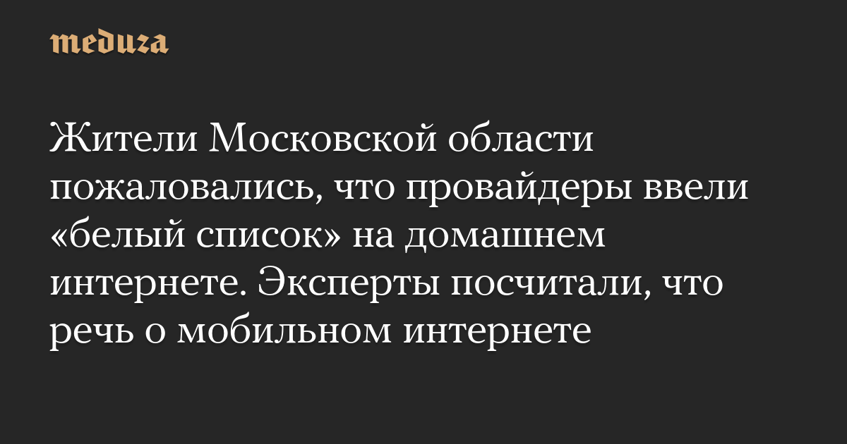 В Подмосковье провайдеры ввели «белый список» на домашнем интернете, заблокировав сайты вне перечня — image 1