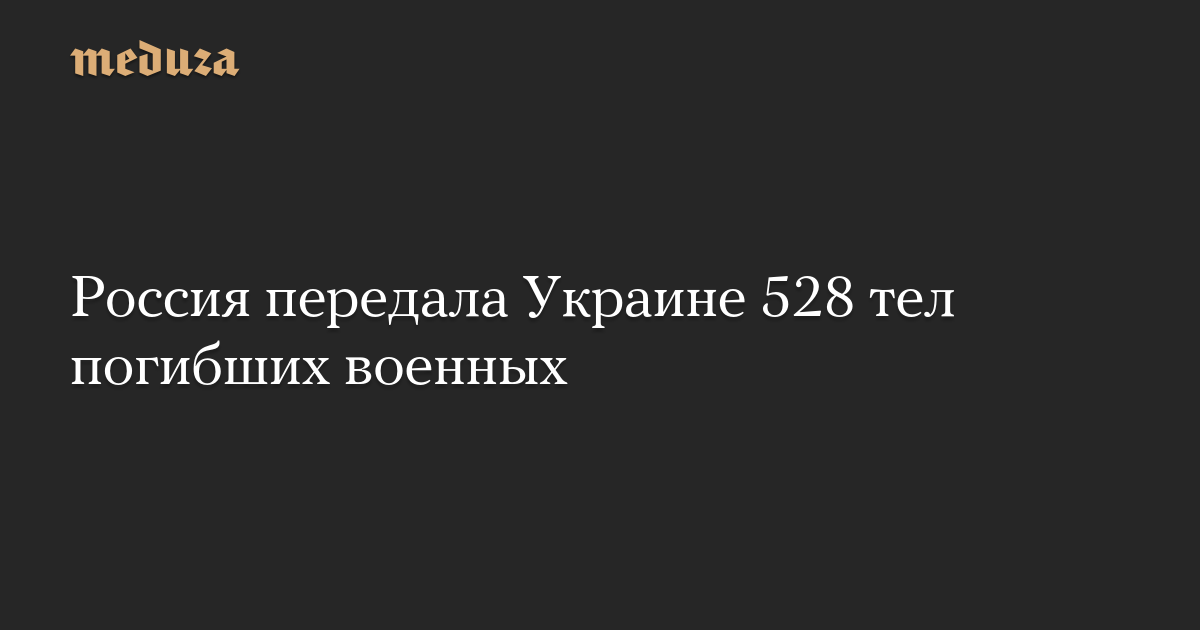 Россия передала Украине 528 тел погибших военных