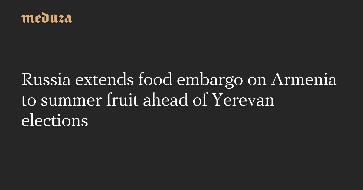 Russia extends food embargo on Armenia to summer fruit ahead of Yerevan elections