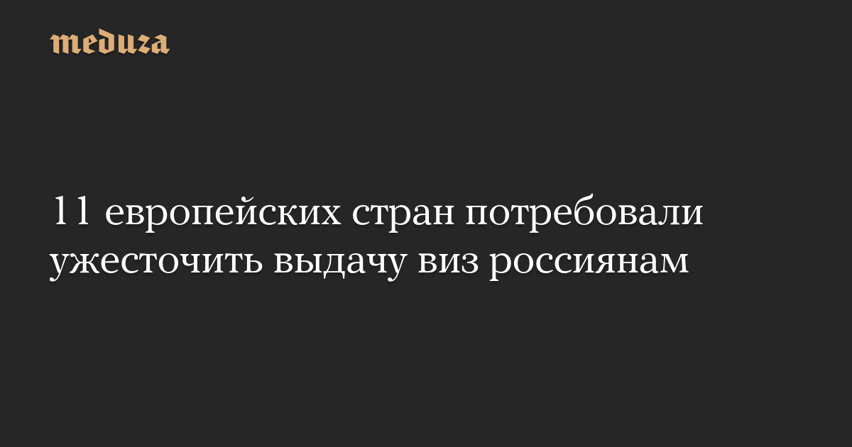 11 European countries demanded a tightening of the issuance of visas for Russians – Meduza