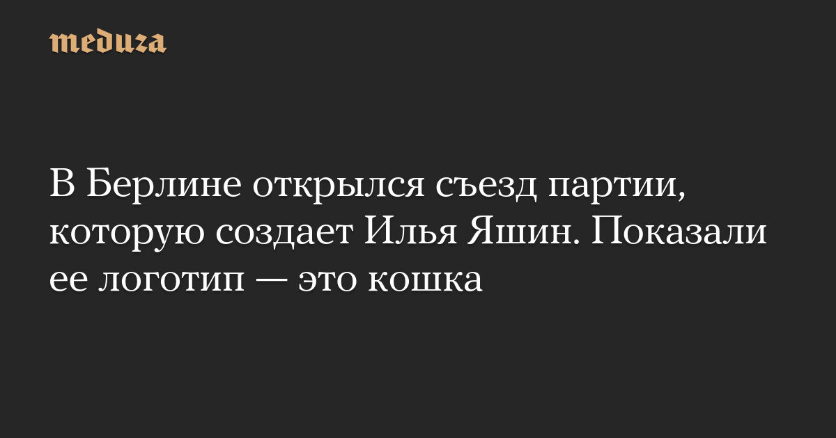 В Берлине открылся съезд партии, которую создает Илья Яшин. Показали ее логотип — это кошка