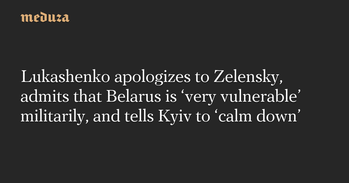 Lukashenko States Belarus's Participation in Ukraine War is 'Unacceptable'