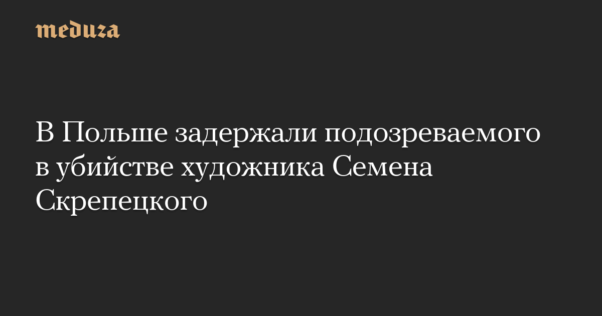 The suspect in the murder of artist Simeon Skrybitsky was arrested in Poland – Meduza