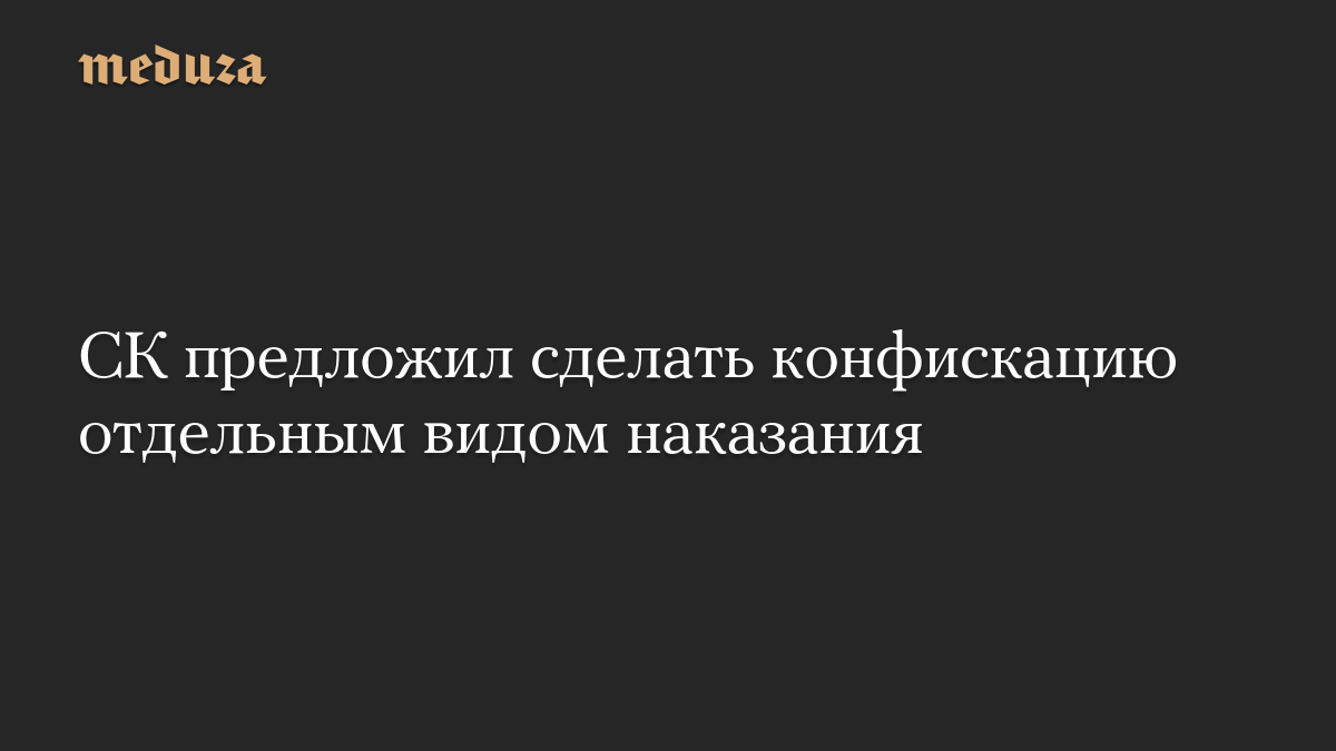 СК предложил сделать конфискацию отдельным видом наказания