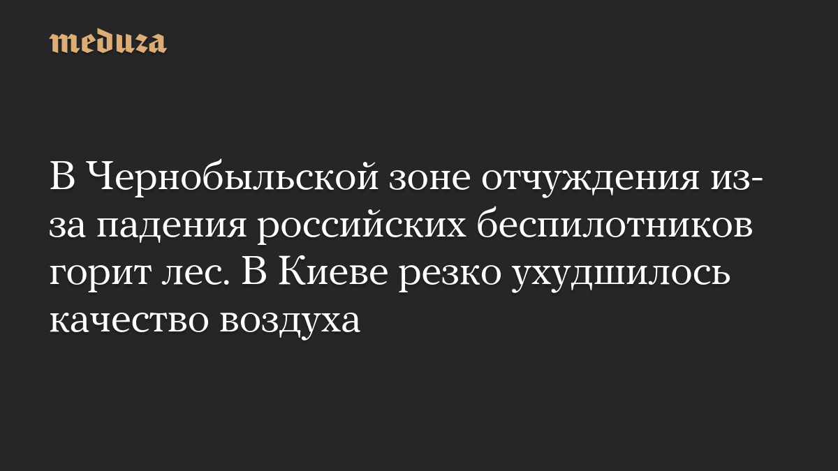 В Чернобыльской зоне отчуждения из-за падения российских беспилотников горит лес. В Киеве резко ухудшилось качество воздуха