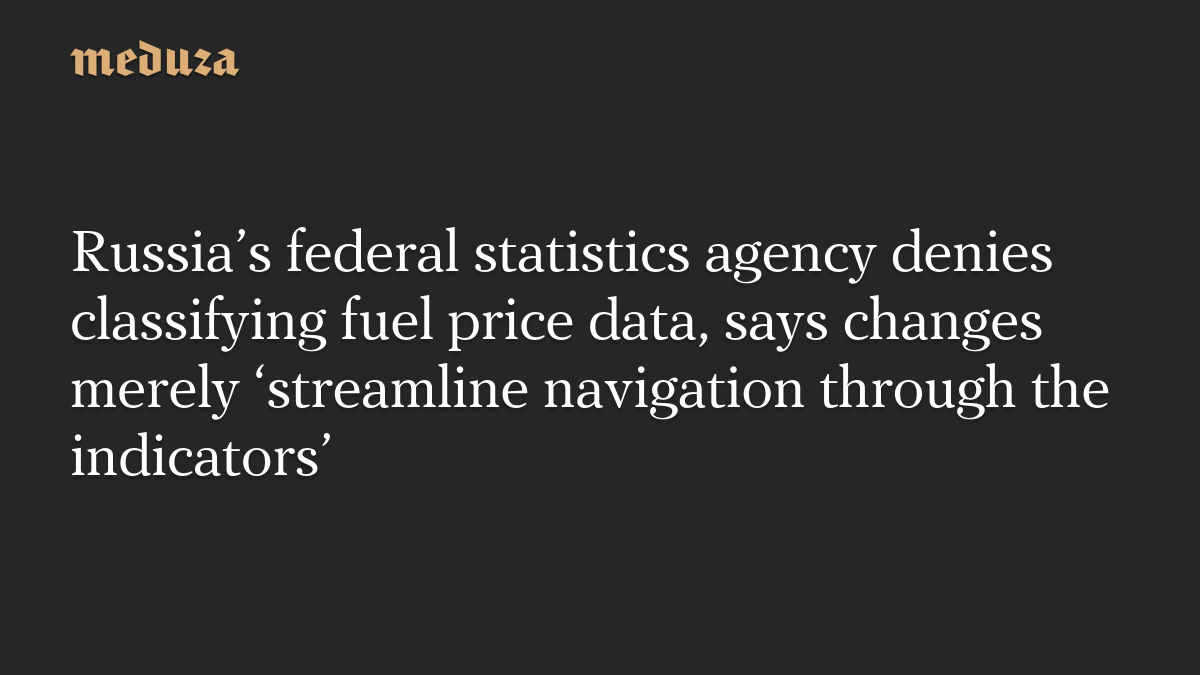 Russia’s federal statistics agency denies classifying fuel price data, says changes merely ‘streamline navigation through the indicators’