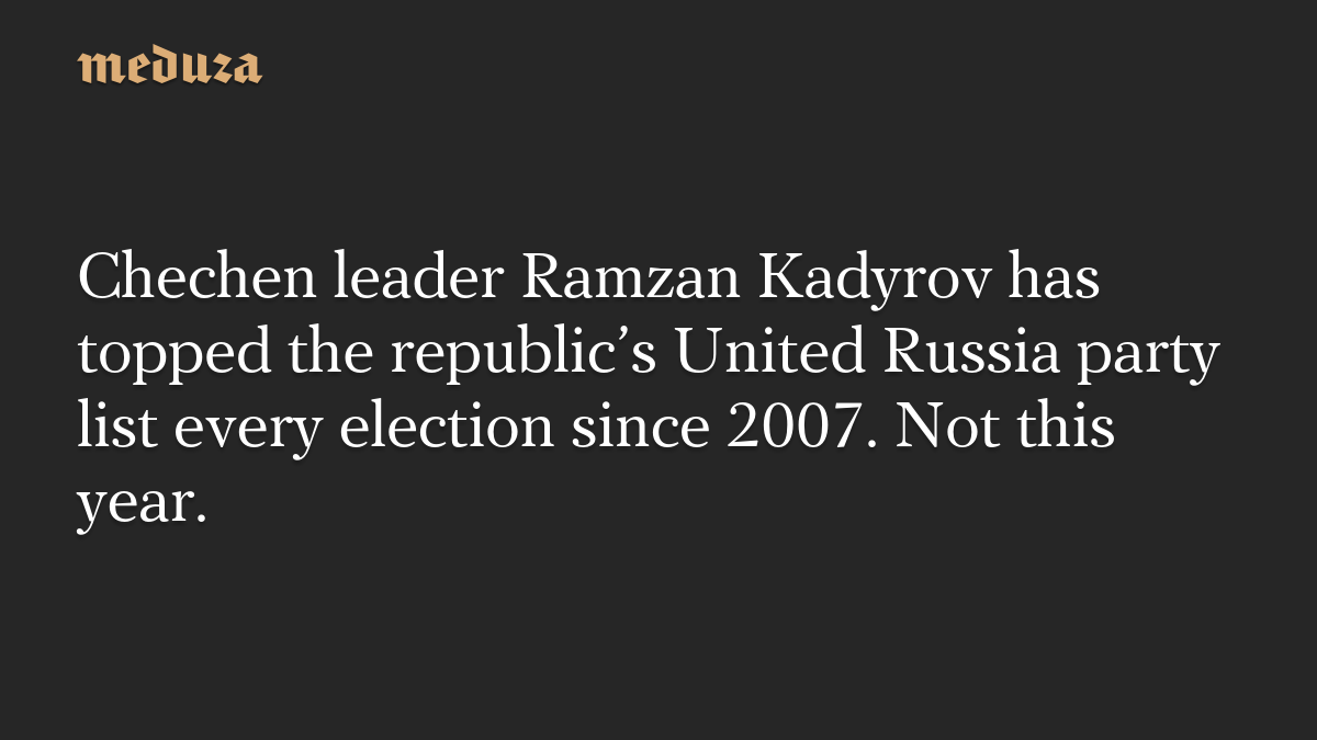 Chechen leader Ramzan Kadyrov has topped the republic’s United Russia party list every election since 2007. Not this year.
