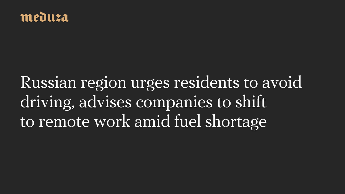 Russian region urges residents to avoid driving, advises companies to shift to remote work amid fuel shortage