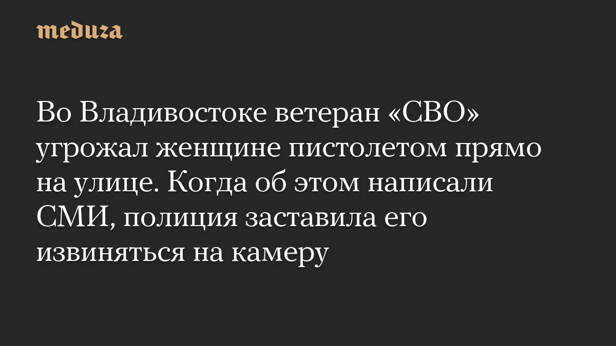 Во Владивостоке ветеран «СВО» угрожал женщине пистолетом прямо на улице. Когда об этом написали СМИ, полиция заставила его извиняться на камеру