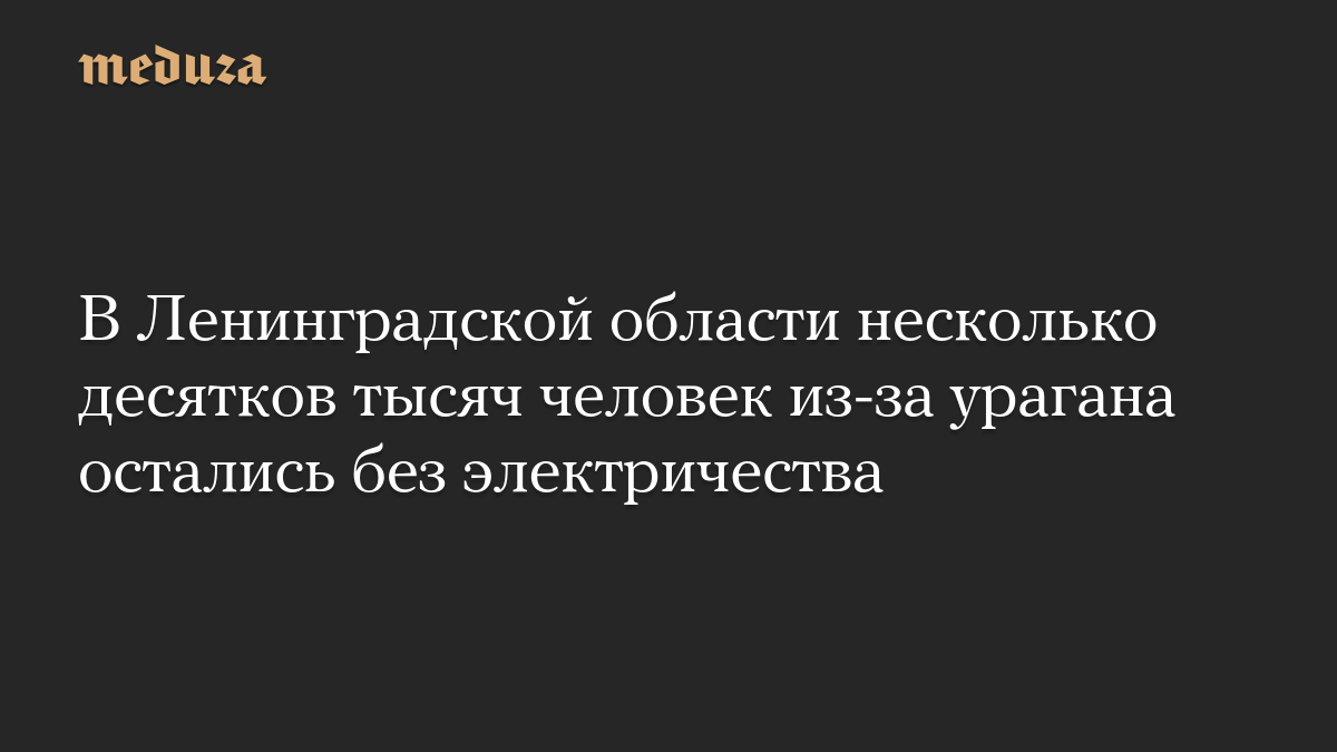 В Ленинградской области несколько десятков тысяч человек из-за урагана остались без электричества