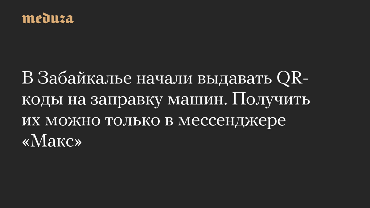 В Забайкалье начали выдавать QR-коды на заправку машин. Получить их можно только в мессенджере «Макс»