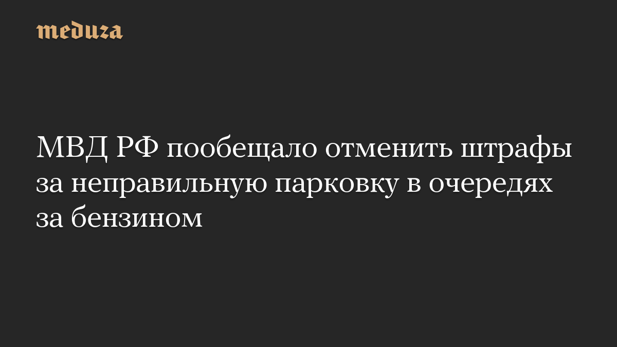 МВД РФ пообещало отменить штрафы за неправильную парковку в очередях за бензином