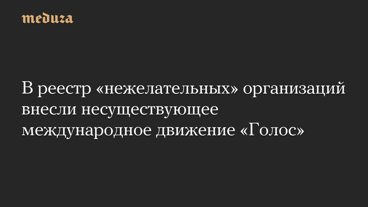В реестр «нежелательных» организаций внесли несуществующее международное движение «Голос»