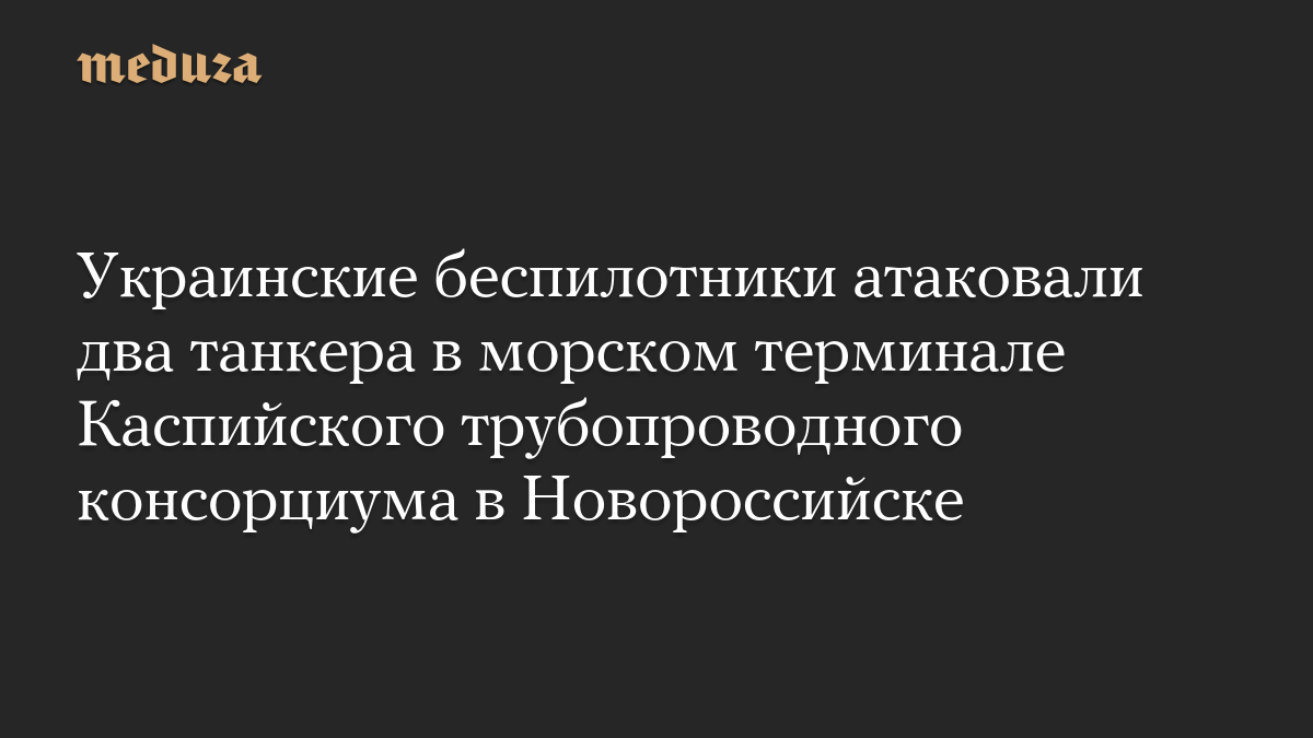 Украинские беспилотники атаковали два танкера в морском терминале Каспийского трубопроводного консорциума в Новороссийске