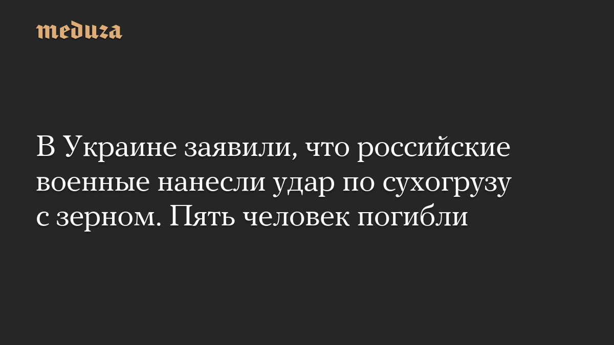 В Украине заявили, что российские военные нанесли удар по сухогрузу с зерном. Пять человек погибли